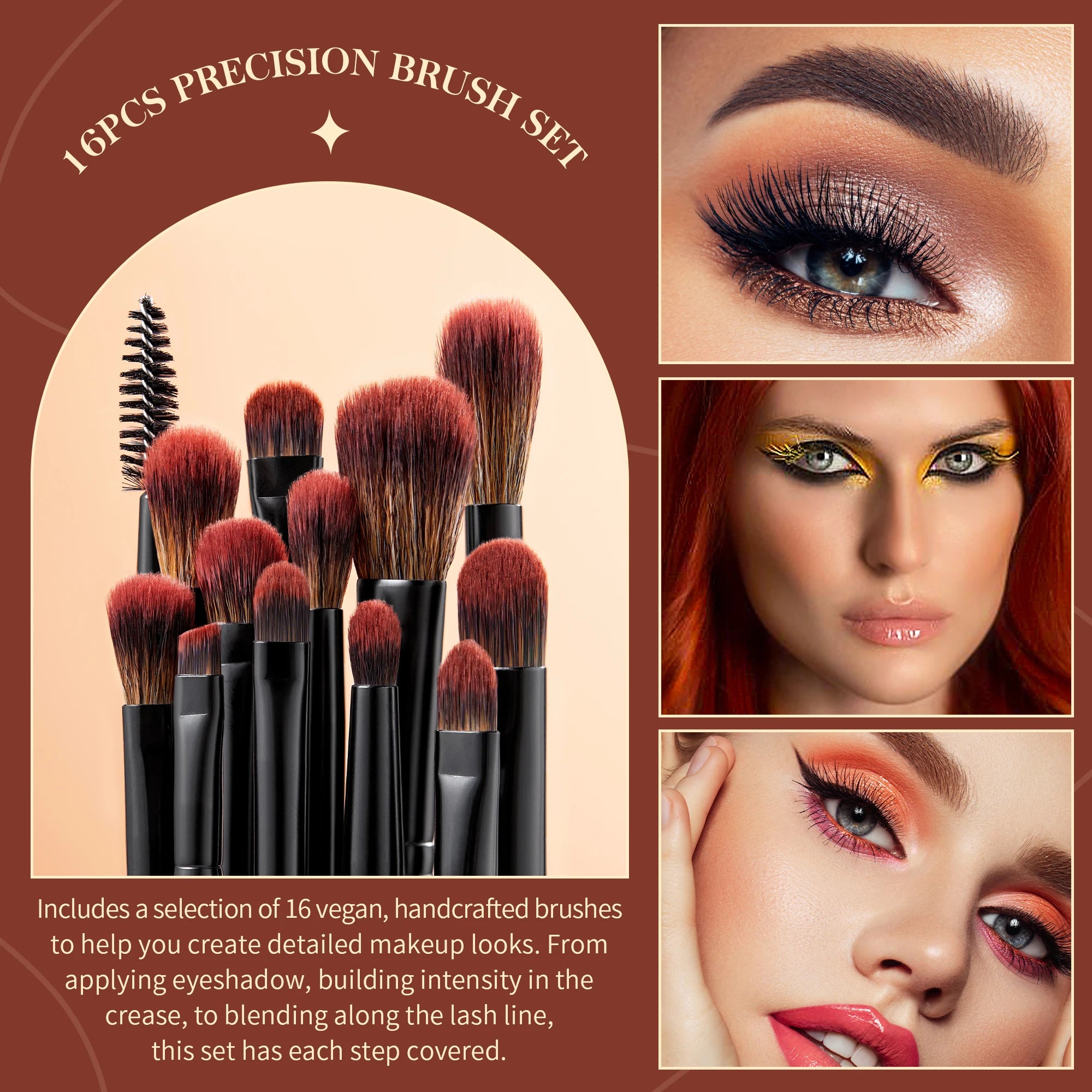 Jessup Eye Brushes set, 16pcs Makeup Brushes, Synthetic Precision Eyebrow Brush Eyeshadow Blending Concealer Eyeliner T272