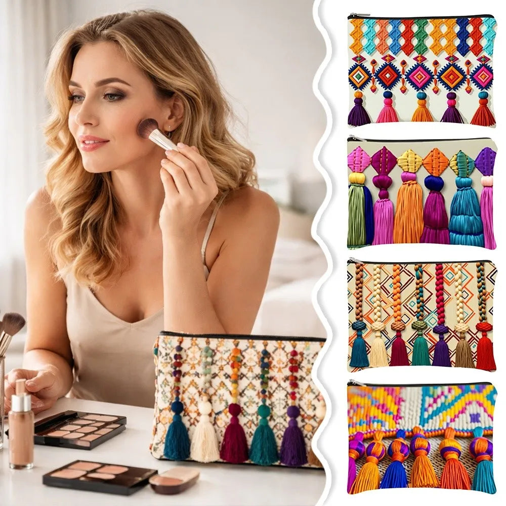 Trendy Bohemian Makeup Bag Storage Portable Storage Bag Large Capacity Soft Clutch Bag Women