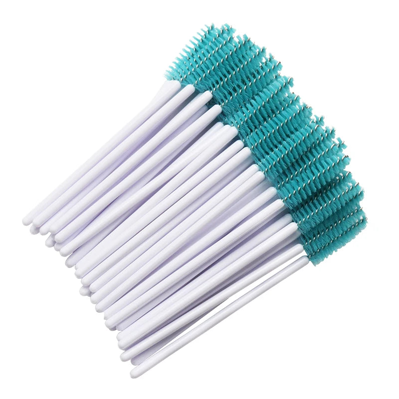 50 Pcs/lot Nylon Golden Blue Handle Mascara Wands Applicator Disposable Eyelash Brush For Eyelash Extension Makeup Brushes