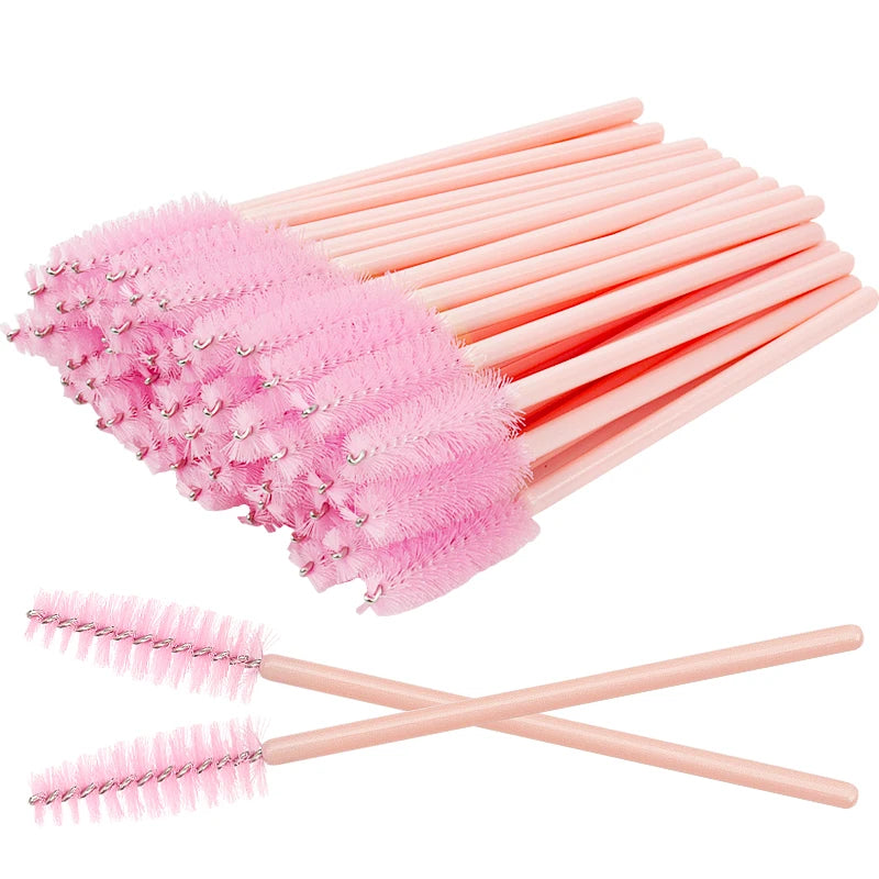50 Pcs/lot Nylon Golden Blue Handle Mascara Wands Applicator Disposable Eyelash Brush For Eyelash Extension Makeup Brushes