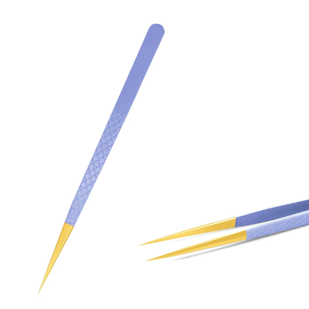 Eyelash Tweezers Extension Clip Stainless Steel Anti-Static Superhard High Precision Tweezers With Fiber Tips Makeup Tools
