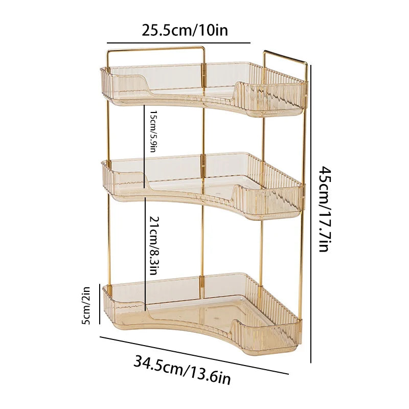 Bathroom Corner Storage Organizer Shelf Home Makeup Skincare Shampoo Lipstick Tabletop Holder Cosmetic Desk Kitchen Rack