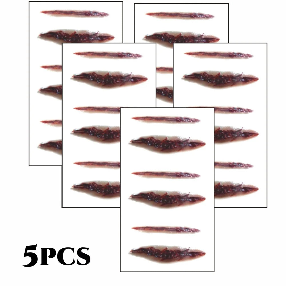 Zombie Scars Tattoos with Fake Scab Bloody Makeup Fool's Day Prank Props Party Decoration Wound Scary Sticker for Cosplay Costum