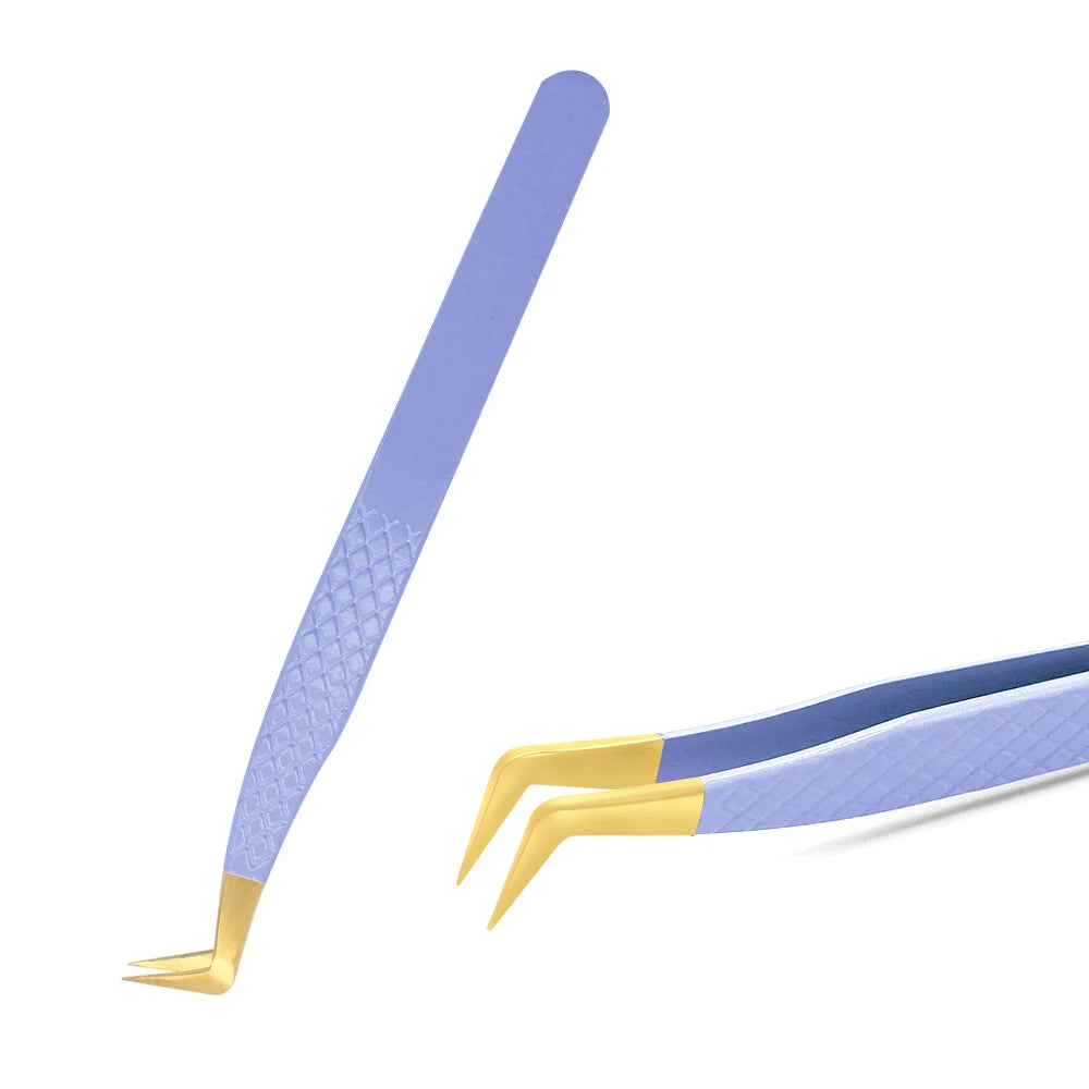 Eyelash Tweezers Extension Clip Stainless Steel Anti-Static Superhard High Precision Tweezers With Fiber Tips Makeup Tools