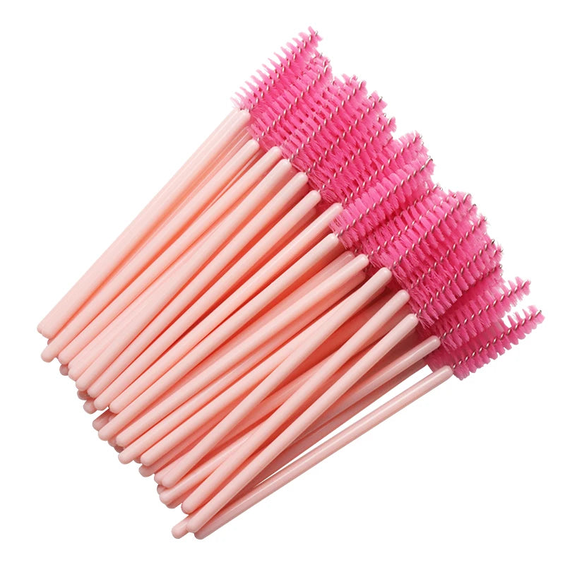 50 Pcs/lot Nylon Golden Blue Handle Mascara Wands Applicator Disposable Eyelash Brush For Eyelash Extension Makeup Brushes