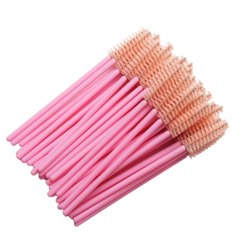 50 Pcs/lot Nylon Golden Blue Handle Mascara Wands Applicator Disposable Eyelash Brush For Eyelash Extension Makeup Brushes