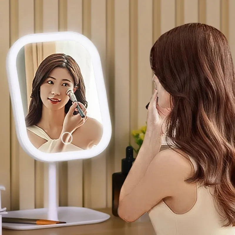 Makeup Mirror with 3 Colors LED Light Dimmable Touch Screen Vanity Mirrorr 270-degree Rotation Adjustable Portable Travel Mirror