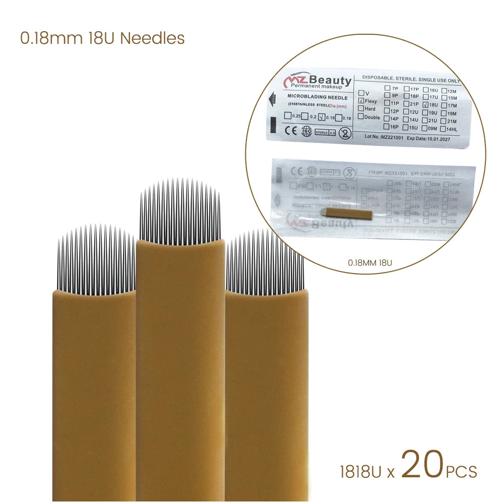 Microshading Microblanding Needle 18U Lamina Tebori Flex Blade Sharpest Semi-Permanent Makeup Micro Eyebrow Manual Pen Supplies
