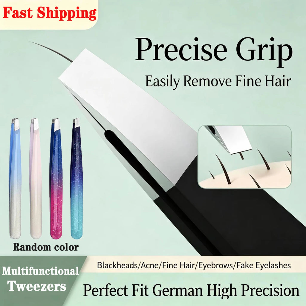 Professional Eyebrow Clip Tweezers Stainless Steel Beauty Slant Tip Flat Tip Trimming Tweezer Makeup Tool-1Pcs