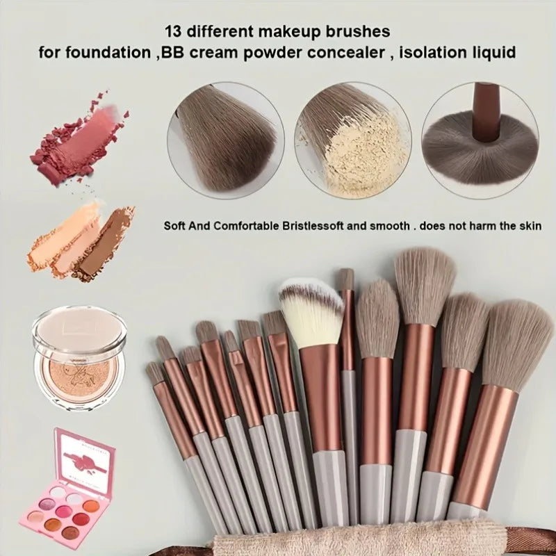 13pcs Makeup Brush Set Ultra-Soft Synthetic Hair Brushes for Foundation Blush Eyeshadow Ideal Gift for Christmas Holiday