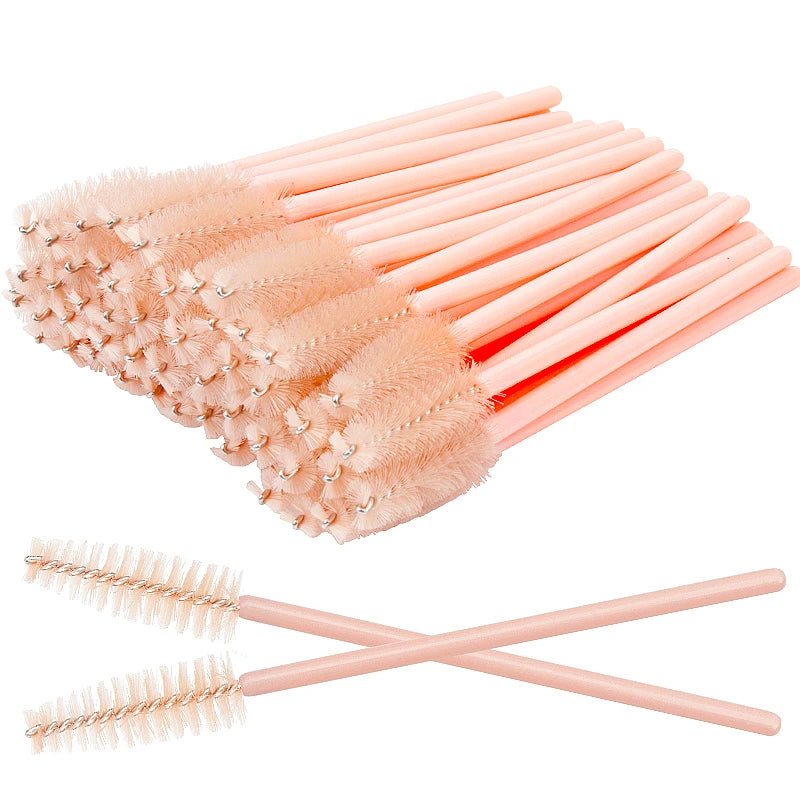 50 Pcs/lot Nylon Golden Blue Handle Mascara Wands Applicator Disposable Eyelash Brush For Eyelash Extension Makeup Brushes