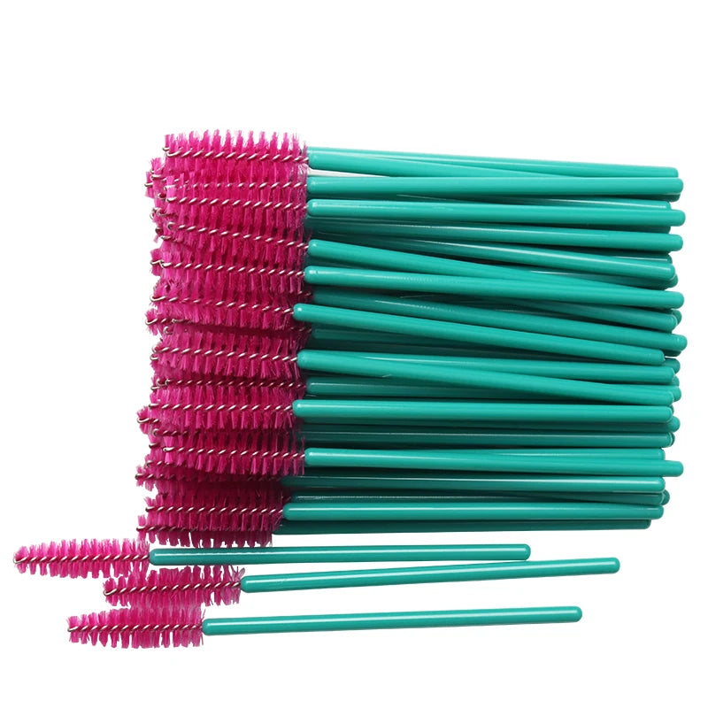 50 Pcs/lot Nylon Golden Blue Handle Mascara Wands Applicator Disposable Eyelash Brush For Eyelash Extension Makeup Brushes