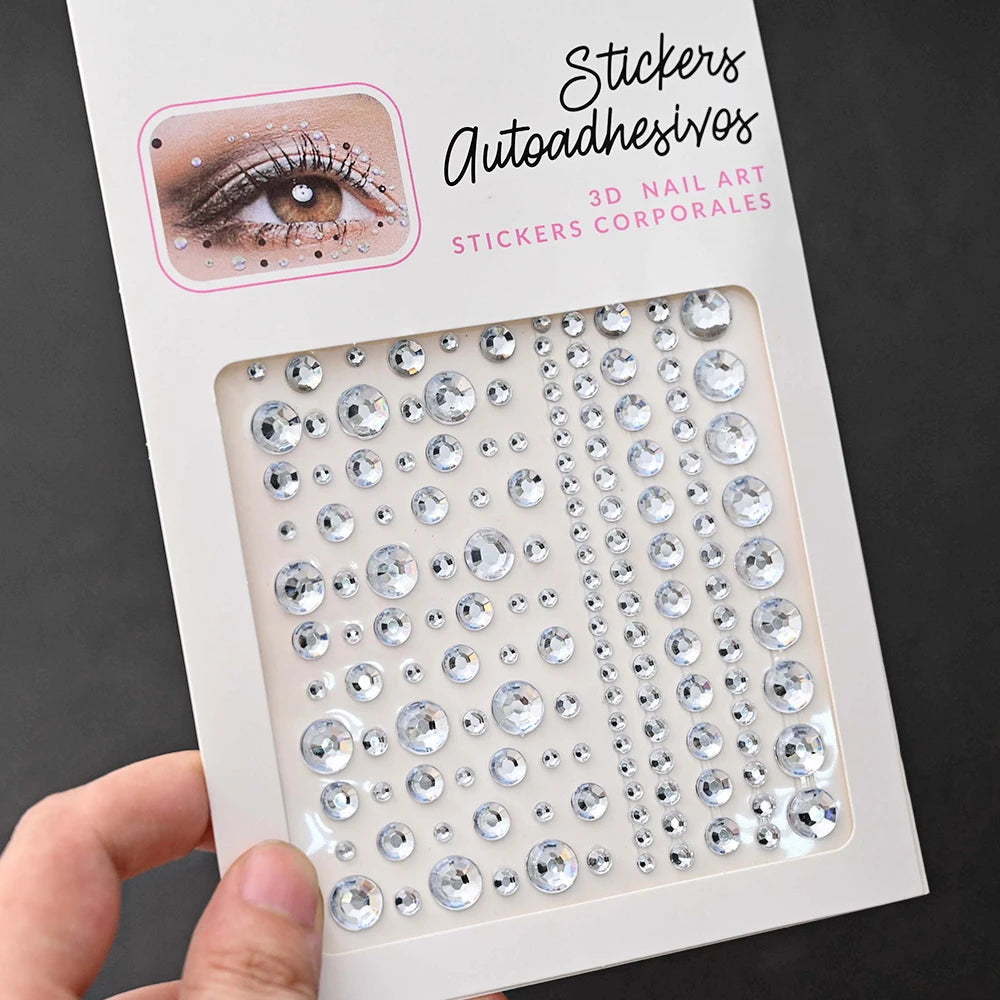 132/162/216/900pcs Coorful Diamonds Tattoos Stickers 3/4/5/6mm Face Rhinestones Tattoo for Party Body/Eye Makeup Gem Accessories