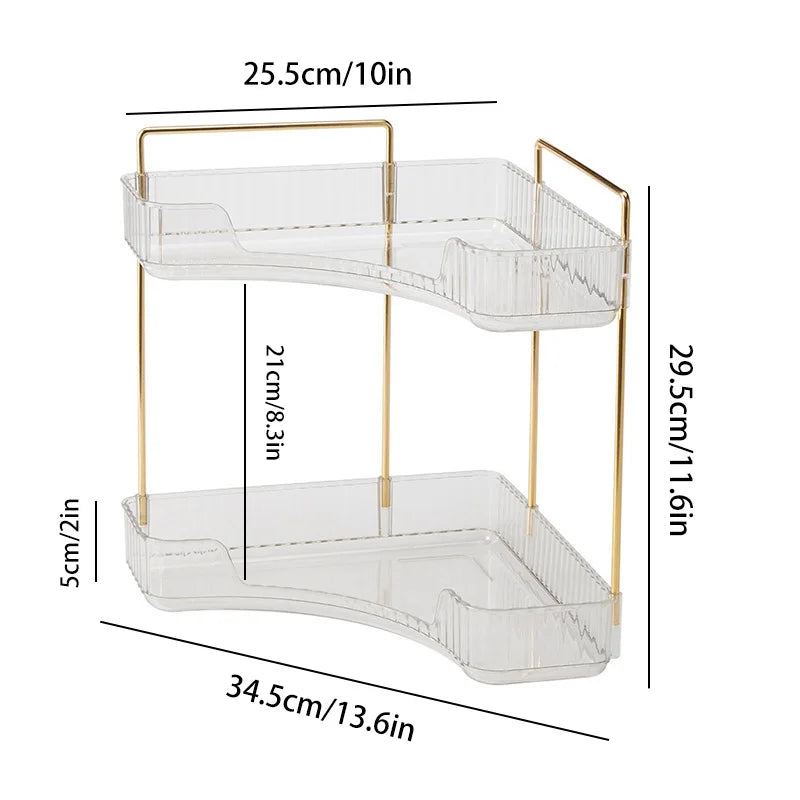 Bathroom Corner Storage Organizer Shelf Home Makeup Skincare Shampoo Lipstick Tabletop Holder Cosmetic Desk Kitchen Rack