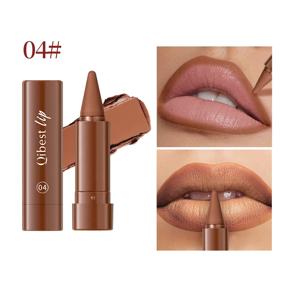 Fine Tip Lip Contouring Lipstick Silky Matte Outline Lip Liner Sexy Brown Red Lip Crayon Full-lip Application Non-Stick Makeup