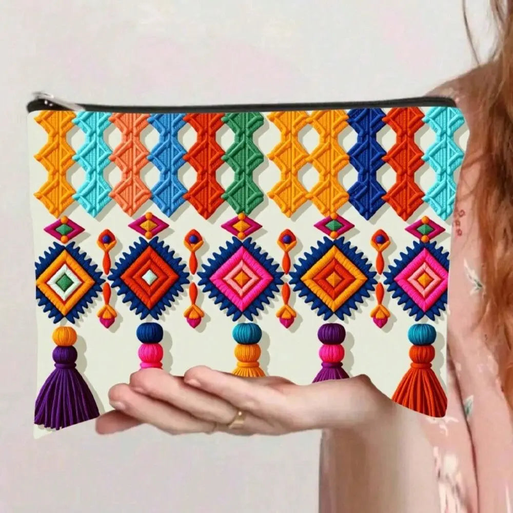 Trendy Bohemian Makeup Bag Storage Portable Storage Bag Large Capacity Soft Clutch Bag Women