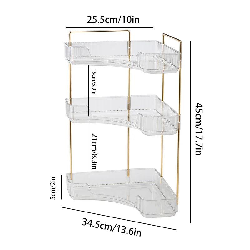 Bathroom Corner Storage Organizer Shelf Home Makeup Skincare Shampoo Lipstick Tabletop Holder Cosmetic Desk Kitchen Rack