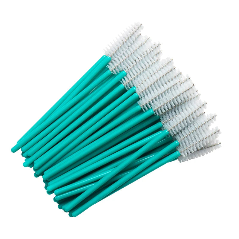 50 Pcs/lot Nylon Golden Blue Handle Mascara Wands Applicator Disposable Eyelash Brush For Eyelash Extension Makeup Brushes