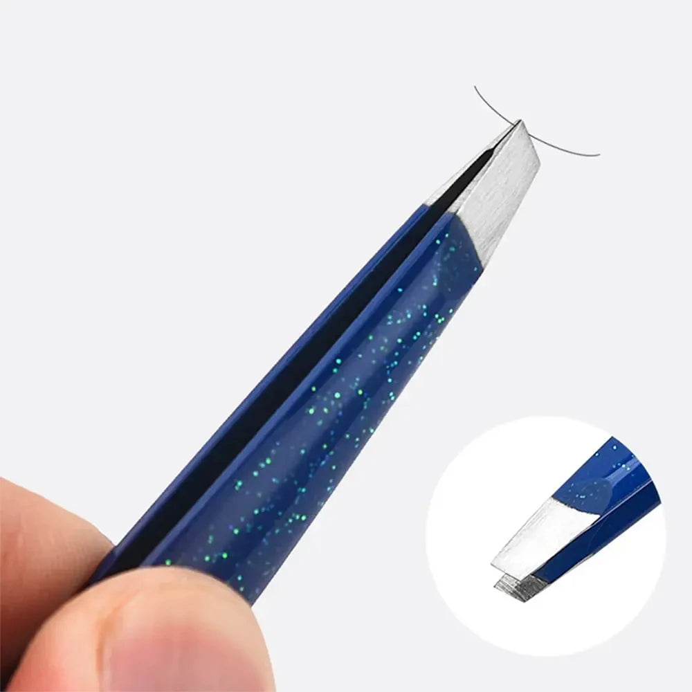 Professional Eyebrow Clip Tweezers Stainless Steel Beauty Slant Tip Flat Tip Trimming Tweezer Makeup Tool-1Pcs