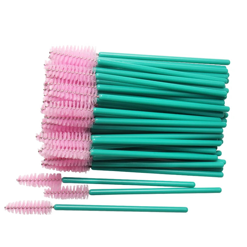 50 Pcs/lot Nylon Golden Blue Handle Mascara Wands Applicator Disposable Eyelash Brush For Eyelash Extension Makeup Brushes