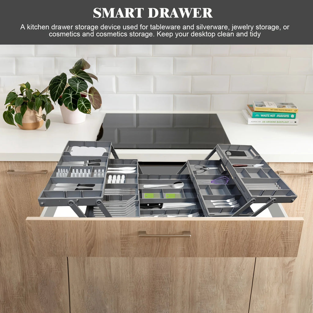 Foldable Drawer Organizer, Multifunctional Storage Box, Suitable for Kitchen Utensils, Tools, Jewelry, Makeup