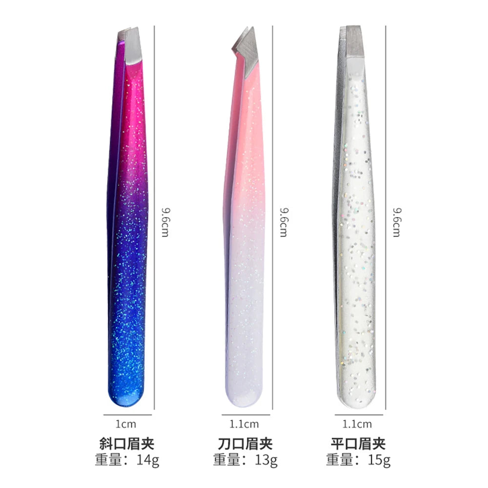 Professional Eyebrow Clip Tweezers Stainless Steel Beauty Slant Tip Flat Tip Trimming Tweezer Makeup Tool-1Pcs