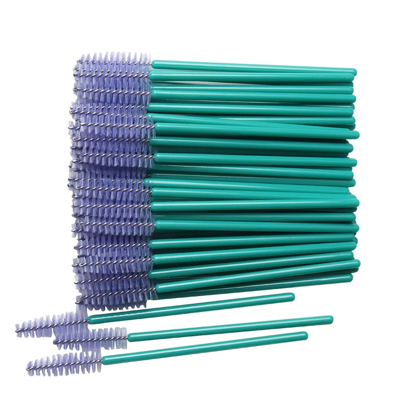 50 Pcs/lot Nylon Golden Blue Handle Mascara Wands Applicator Disposable Eyelash Brush For Eyelash Extension Makeup Brushes