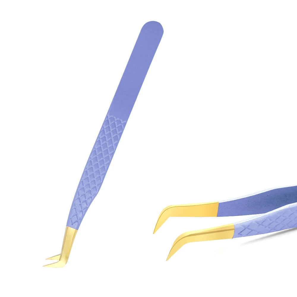 Eyelash Tweezers Extension Clip Stainless Steel Anti-Static Superhard High Precision Tweezers With Fiber Tips Makeup Tools