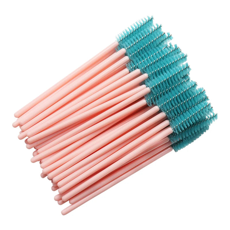 50 Pcs/lot Nylon Golden Blue Handle Mascara Wands Applicator Disposable Eyelash Brush For Eyelash Extension Makeup Brushes