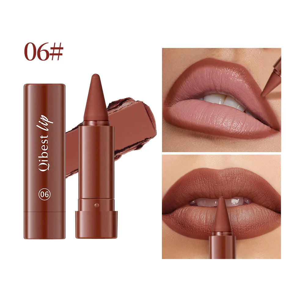 Fine Tip Lip Contouring Lipstick Silky Matte Outline Lip Liner Sexy Brown Red Lip Crayon Full-lip Application Non-Stick Makeup